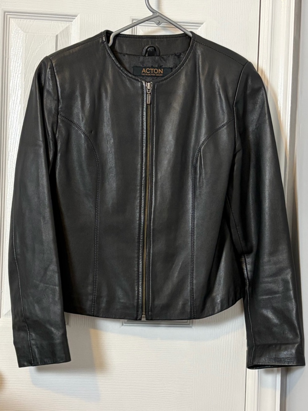 Acton Women's Black Leather Zip-Front Jacket